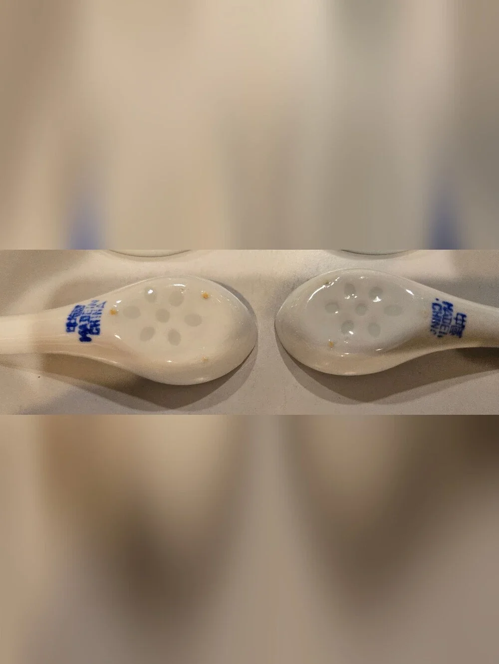 Blue and White Porcelain Soup Bowls with Matching Spoons - Set of 2